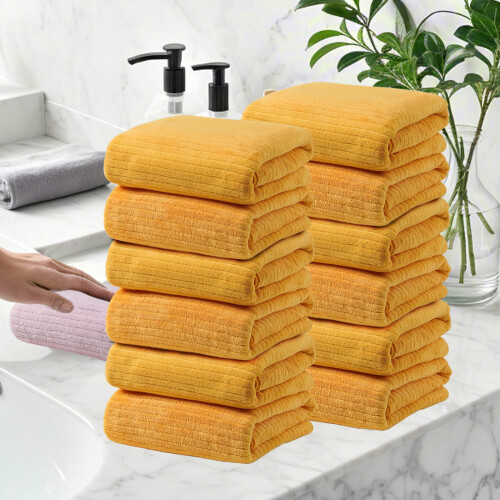 Mikrofaser-Handtücher, 35,5 x 76 cm, Gelb, 12er-Pack