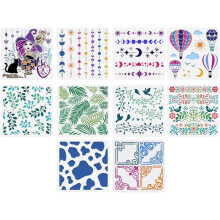 Lot de 10 pochoirs à motifs variés, 30 x 30 cm, réutilisables pour bois, tissu, papier, murs et toiles.