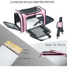 Soft Sided Travel for Cats Dogs, TSA Approved Foldable Medium Pink