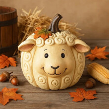 Statue de citrouille de ferme en résine style vintage (1 pièce)