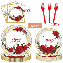 Set mit 80 Einweg-Papierschalen in Rot und Roségold