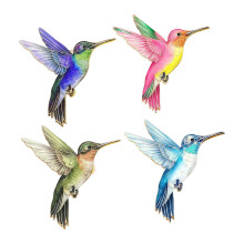 Ensemble de broches colibri en métal, ornement de poitrine, 4 pièces