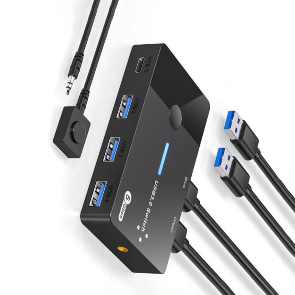 Usb 3.0 Switcher 2 Computers Sharing Usb C Devices 4 Port Usb Switcher Sharing Keyboards And Mouse Printer Scanner 9422877435654