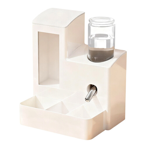 Biberon et gamelle 2 en 1 pour hamster, blanc