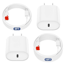 20W snellader met 2 USB-C naar Lightning-kabels van 1,8 meter en 3 meter.