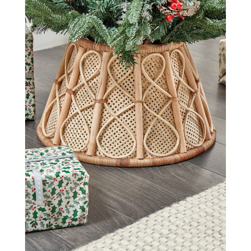 Beliani Christmas Tree Collar AVENT 50 cm Rattan Natural 1