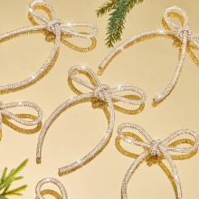 Nœuds de Noël décoratifs à paillettes et strass (6 pièces)
