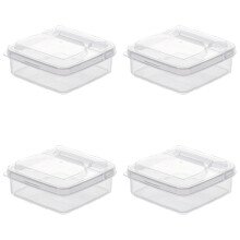 4PCS Clear Plastic Cheese Slicer Containers with Flip Lids – Fridge Organizer for Sliced/Grated Cheese, Keeps Fresh Longer, Compatible with Standard