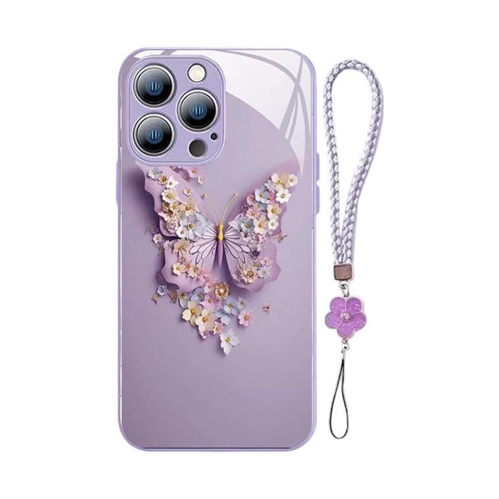 Iphone Case Tempered Glass Butterfly Pattern Lavender For Purple 9087558889722