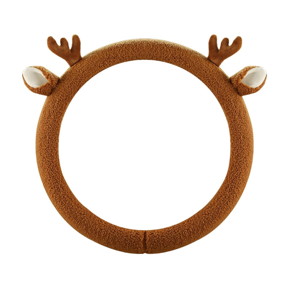 14.5-15" D-Shaped Steering Wheel Cover, Teddy Bear Fleece, Warm & Non-Slip, Easy Install, Polyester Â Compatible With Most Cars 9399596651521