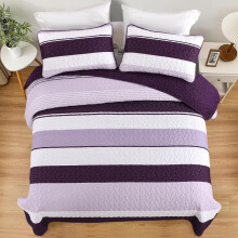 Ensemble de courtepointe rayée style bohème ferme 3 pièces