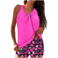 Tankini-badedrakt til dame med magekontroll og gutteshorts
