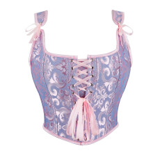 Womens Vintage Grommet Lace Up Tie Front Corset Bustier Shapewear Top Renaissance Corset Tops