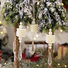 Faux Pearl Christmas Tree Ornaments with Crystal Drop – Winter Home, Wedding & Holiday Decor