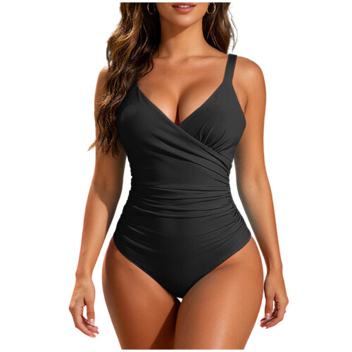 Women's Wrap Push-Up One-Piece Swimsuit with Tummy Control
