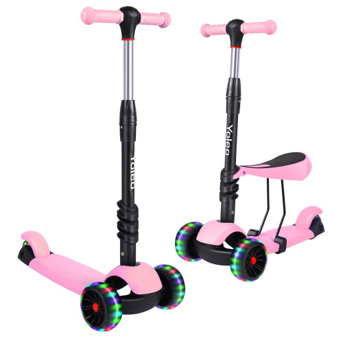 Kid's Scooter with Removable Seat, LED Wheels