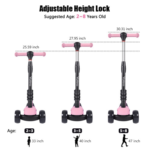 Kid's Scooter with Removable Seat, LED Wheels 2