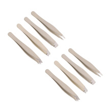 8St Salon Wenkbrauwtangen Rvs Met Beige PU Handvat Voor Nauwkeurigheid