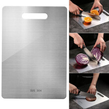 (24cmx14.8cmx0.2cm) 304 Stainless Steel Chopping Board Antibacterial Durable Cutting Boards Suitable for Meat Fish Cheese Fruits