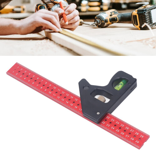 Squadra combinata in alluminio da 30 cm ad alta precisione con livello e goniometro