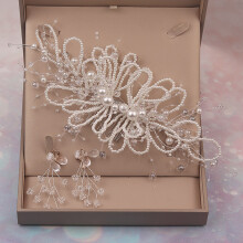 (Hair comb with crystal earrings) Peigne et Boucles d'Oreilles Fleurs Perles