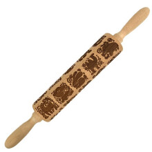 Rodillo de Amasar para Galletas con Estampado Animal en Relieve, Rodillo con Textura de Madera para Hornear