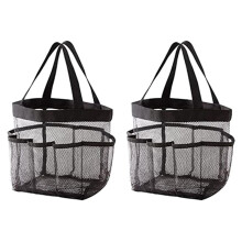 Borsa da Doccia Portatile con Supporto per Doccia nel Rete da 2 Pezzi, Adatta per Dormitorio Universitario, Bagno, Palestra e Viaggi, Nera
