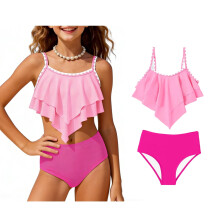 Mädchen-Badeanzüge, zweiteilige Bikini-Sets, schnelltrocknende Sommerbademode, Kinderbikini 7-8 Jahre