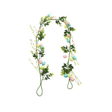 Guirnalda de hojas verdes con forma de huevo de Pascua - Corona festiva para decoración colgante de fiestas en el hogar (Estilo C-150 cm)