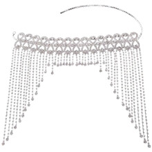 Tiara de strass com borla para testa, acessório de cabelo para noiva e dama de honra.