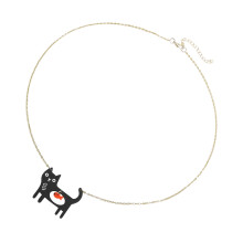 Collana con ciondolo di tendenza ispirata a un gatto nero, pesce, cane, osso, catena per clavicola in lega acrilica, perfetta per gli appassionati