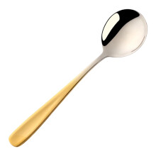 Runder Edelstahllöffel, flacher Griff, dicker Esslöffel, Suppenlöffel, für Zuhause, Esszimmer, Restaurants, Goldverlauf, 1 Stück, von