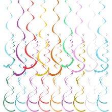 Conjunto de 36 peças de decorações espirais iridescentes para teto, 6 cores, serpentinas de flores para janelas e vórtices – Ideal para festas