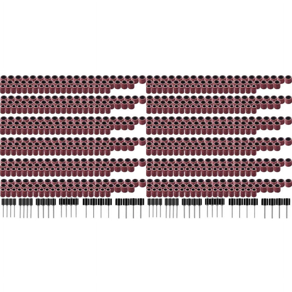 768 Pieces Drum Sander Set Including 360 Pieces Nail Sanding Band Sleeves And 24 Pieces Drum Mandrels For Rotary Tool,Reddish Brown 9551475190716