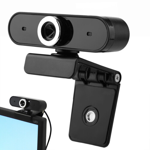 HD Computer Webcam Wide Angle View Auto Light Control Noise Reduction Mic Plug And Play USB Camera For Windows Mac Zoom Skype Facetime