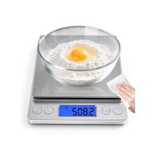 Nabíjateľná digitálna potravinová váha s presnosťou 0,1 g, váživosť 3 kg/6,6 lb, gramy/oz, na kvások a kávu s LCD displejom –