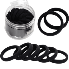 Elásticos de cabelo suaves que não danificam os fios, alta elasticidade e ideais para cabelos grossos. Estojo para elásticos.