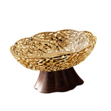 Fruteira com pedestal, tigela decorativa para casa, feita em ABS, para uso em bancadas de cozinha e como peça central de mesa.