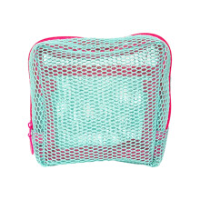 Make-up organizers van nylon gaas, vierkante cosmetische tasjes, reisopbergtasjes, draagbare make-up tasjes met ritssluiting