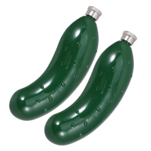 6Pcs Green Stainless Steel Hip Flask Portable Cucumber Flask for Men