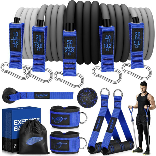 Resistance Bands Set with Handles Door Anchor Ankle Straps