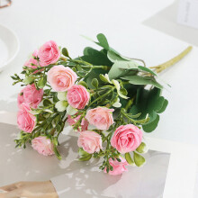 2 pezzi di bouquet di rose, mini bouquet di rose artificiali, 15 teste di fiori e decorazioni con foglie, decorazioni per la casa di San Valentino,