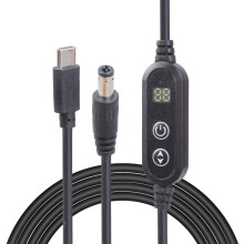 Cábla Rialála Cineál C go 5.5x2.1mm USB C go 5521 Líne Cábla Cumhachta le Lascadh Inchoigeartaithe 5V9V12V15V20V Do Ródairí