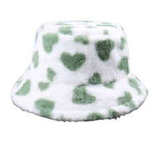 Cappello a secchiello con motivo a cuori per attività all'aperto, indeformabile, morbido, spesso e caldo, in peluche, stile pescatore per l'uso