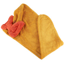 Gelbe Coral Fleece Haar Trockenhaube Weicher Turban Für