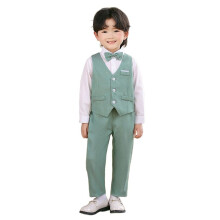 Toddler Boys Vest Suits 3PCS Outfits Sets Tuxedo Set Kids Suit For Boys With Vest And Pants Bowtie Set Slim Leisure 5-6Y