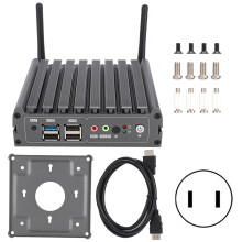 PC industriale senza ventola con prestazioni di lavoro stabili, mini computer multifunzionale con doppie porte Gigabit Ethernet e uscita HDMI DP,