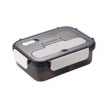 Boîte à lunch Bento pour adultes, 3 compartiments avec couvercles – Compatible micro-ondes et lave-vaisselle, 23,5 x 17 x 7 cm, compatible avec
