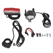 Faro notturno a LED per parti di modifica ebike con clacson, fari, 4 perline LED, luce anteriore impermeabile, indicatore di direzione, luce freno,