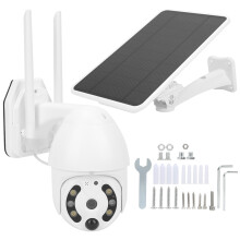Utendørs WiFi-sikkerhetskamera med panorering og tilt, soldrevet, oppladbart batteri, med PIR-bevegelsesdeteksjon, nattsyn, IP65, værbestandig,